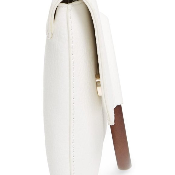 BP CLUTCH - FAUX LEATHER - WHITE - WOODEN HANDLE - Picture 9 of 10
